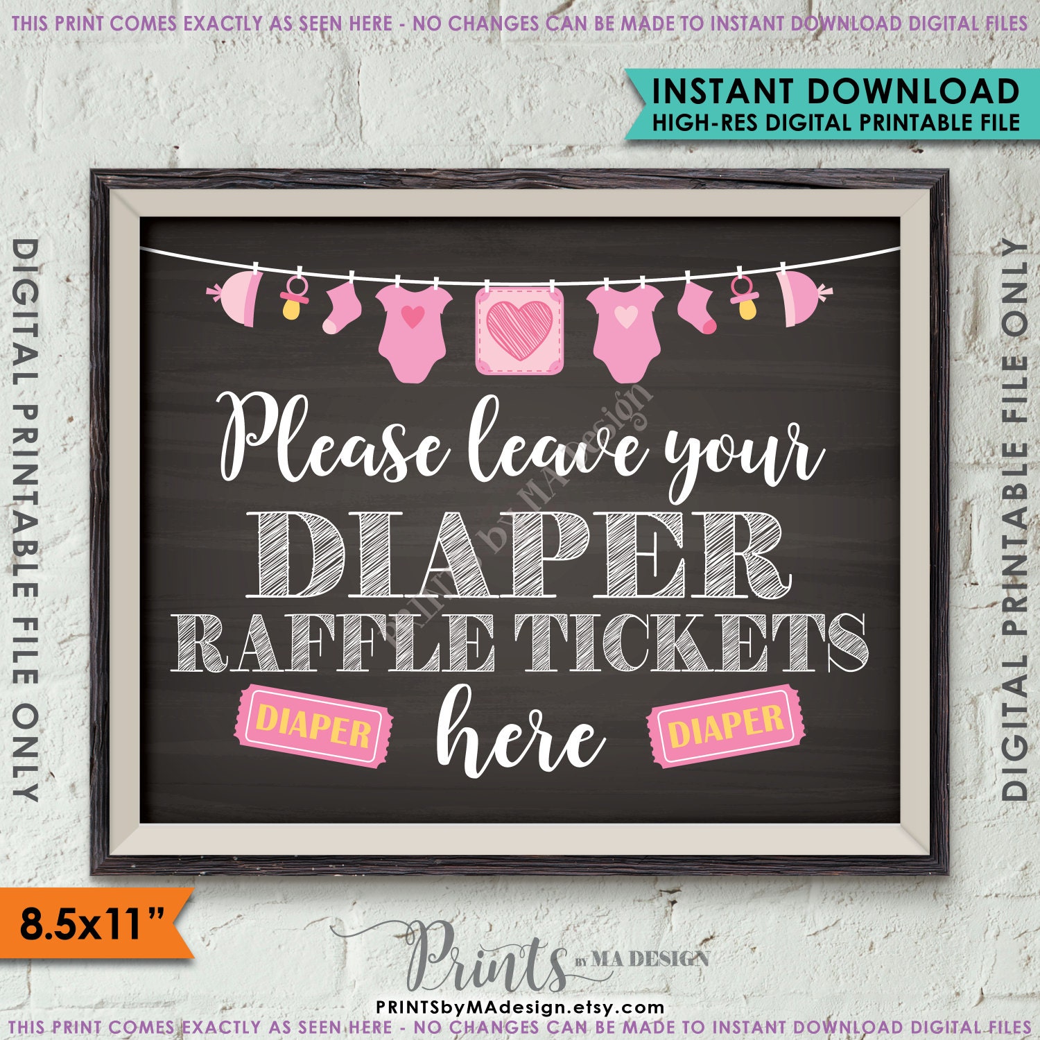 Diaper Raffle Ticket Sign, Leave Your Raffle Ticket Here, Raffle Ticket