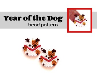 Year of the Dog Bead Pattern, Brick Stitch