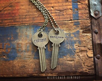 Semicolon Continue Key Necklace | Custom Hand Stamped Jewelry Mental Health Awareness Encouraging Gift