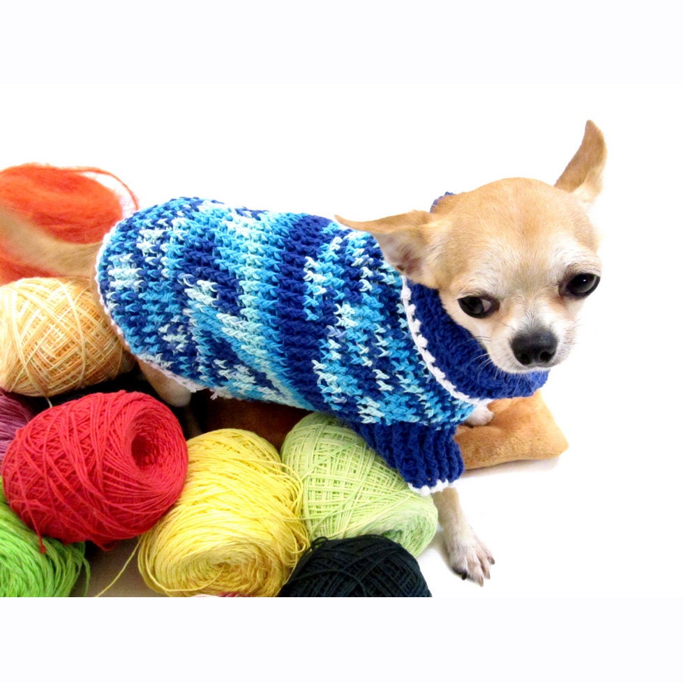 Teacup Chihuahua Sweater Yorkie Puppy Turtle Neck Turquoise