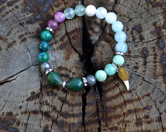 PERFECT Gift, Anxiety Protection Bracelet, Angel, Message, Crystal Healing, Emerald,Aquamarine, Labradorite, stretchy gemstone, tarot, angel