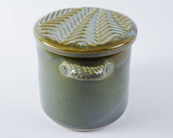 Blue green butter keeper - butter crock - pottery butter dish - French butter crock - butter saver S146