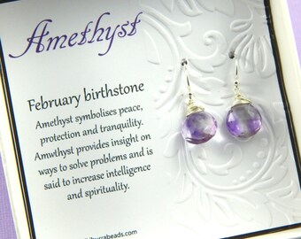 Amethyst Earrings, Moss Amethyst Earrings, Wire Wrapped Amethyst Earrings,February Birthstone, super seven, Sterling Silver