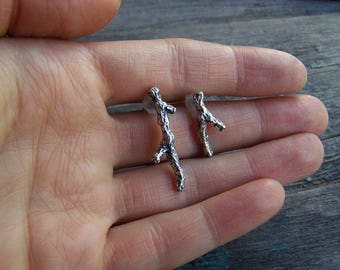 Silver twig earrings, Silver Branch Earrings, Silver Twig studs, Branch studs, Nature earrings, Twig ear studs, Sterling silver twig studs