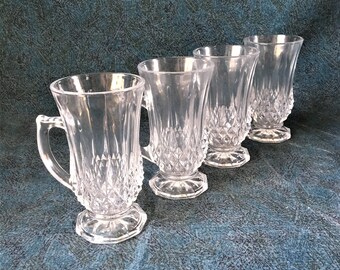 Vintage Cristal D'Arques Longchamp Irish Coffee Mugs, Set of 4