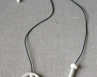Minimalist asymmetric ceramic necklace, Handmade porcelain jewelry, Gift for her