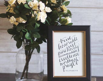 Philippians 4:8 | Handwritten Calligraphy