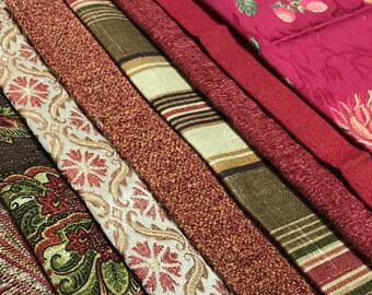 Red Fabric - Drapery Fabric Samples - Designer Fabric Samples - Upholstery Samples - Pillow Fabric Quilting Patchwork - FS04