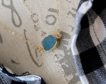 Blue Druzy Necklace,Sterling Silver Necklace, Druzy and sterling silver necklace,