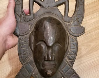 Hand-Carved Wood Mask from Bali, Indonesia! Wall Art decor! Wood Carving 15" (C3)