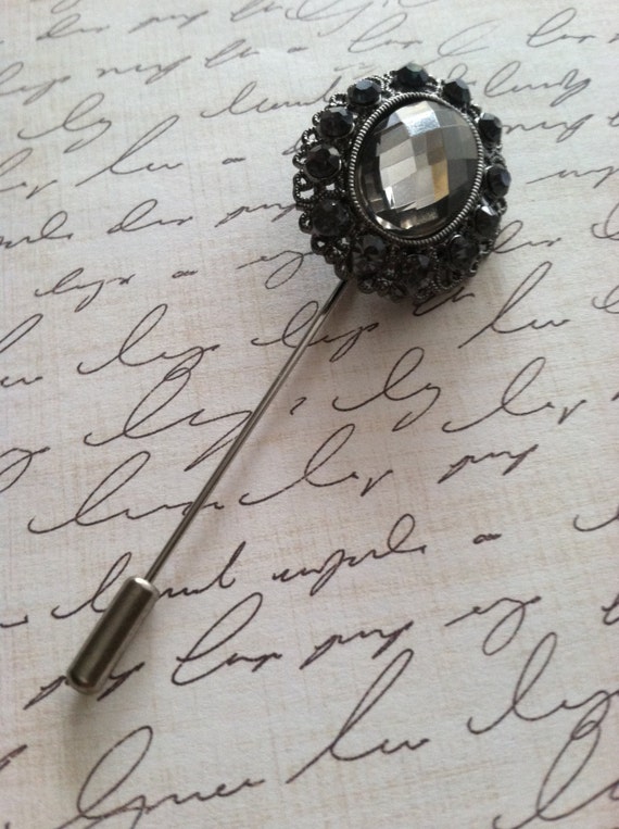 Items similar to Mens Jeweled Lapel Rhinestone Lapel Pin Wedding