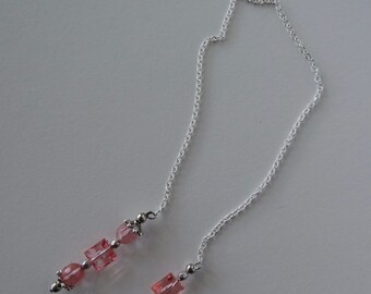 Silver Chain Bookmarker with Pale Pink Beading