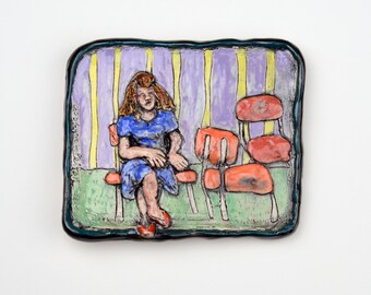 Handmade Ceramic Art, Saturday Night, Ceramic Wall Hanging, Ceramic Tile, Handmade Ceramic Pottery