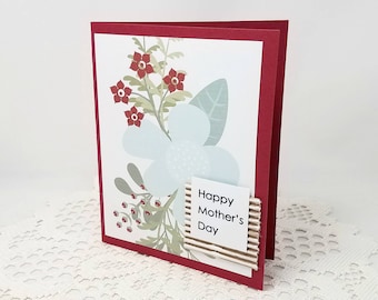 Happy Mother's Day - Mother's Day Card - Botanical Print Card - Botanical Mother's Day Card - Blank Card - Red Flowers - Card for Mom