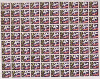 1949 Christmas Seals Issued by American Lung Association, Full sheet of 100 Seals, Dove, Vintage Ephemera