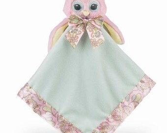 Personalized Baby Security Blanket Lil' Hoots Owl Snuggler Lovie Baby Girl Gift Plush Stuffed Animal with Blanket
