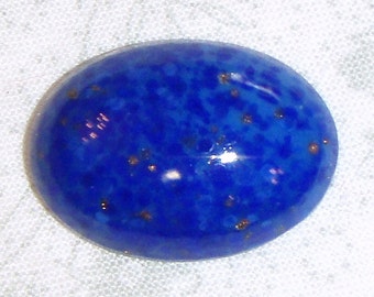 Vintage Faux Lapis Lazuli Glass Cabochon with Aventurine, 25X18 mm