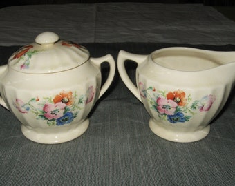 1930s Edwin M. Knowles Icelandic Poppies Creamer & Sugar