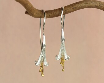 Orecchini fucsia / argento fiore orecchini / orecchini / orecchini per trafitto orecchie / gioielli in oro e argento