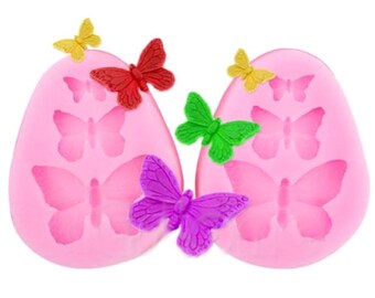 Butterflies Flexible Silicone 3-Cavity Mold for Polymer Clay, Food, Fondant, Soaps, etc.