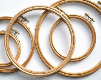 Natural wood embroidery hoops - small (3 inch - 7 inch)