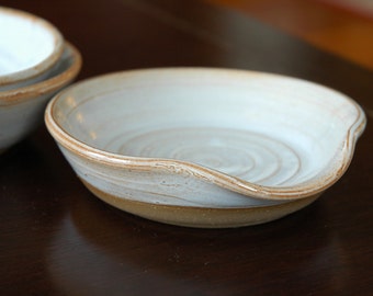 White Ceramic Spoon Rest // Pottery Spoon Rest