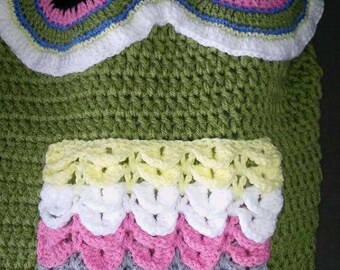 Owl blanket, owl cocoon, kids blanket, crocheted blanket, childs blanket, owl accessories