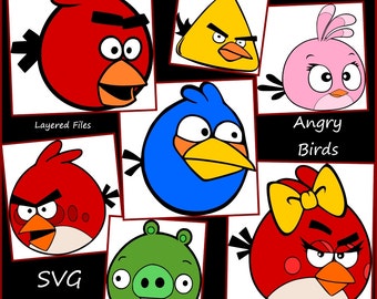 Angry Birds Layered SVG - Angry bird svg png jpeg - Designs for Cricut and Silhouette