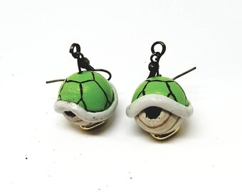 Green Turtle Shell Earrings