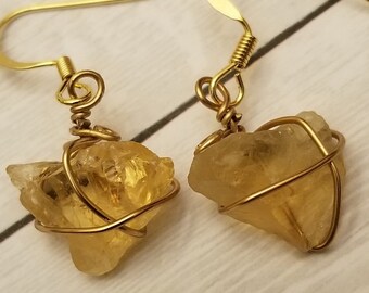 Citrine wire wrapped earrings