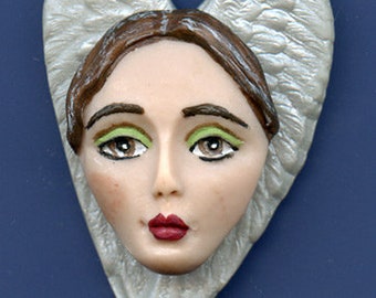 Angel Polymer clay Polymer with Pearl White Wings Art Nouveau ANA 1