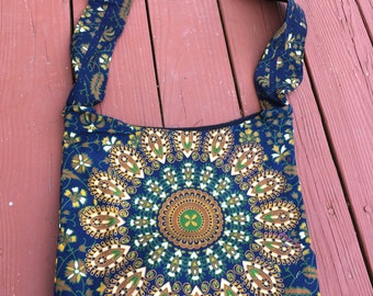 Mandala handbag, cotton bag, ethnic handbag, tribal handbag, colorful handbag, gypsy handbag, hippie bag.