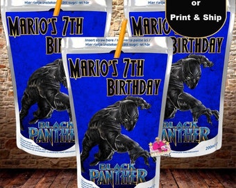Custom Capri Sun, juice pouch, juice box, Black Panther party favor, birthday party-DIGITAL FILE ONLY