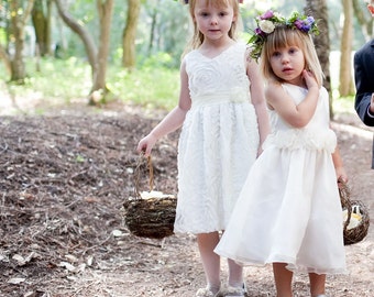CUSTOM Rosemary for Remembrance Rustic Flower Girl Wicker Basket Ivy