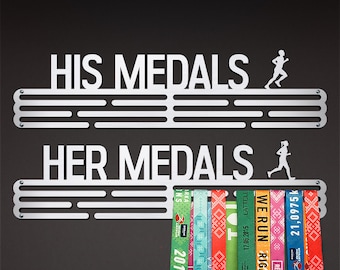 Medal hanger display HIS & HER MEDALS (set of 2) - stainless steel medal holder
