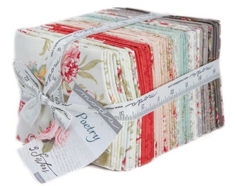 Poetry Fat Quarter Bundle - Moda Fabric - Moda Collection 3 Sisters Designs Romantic Quilt Fabric - Fat Quarter Set of 40 Fabrics