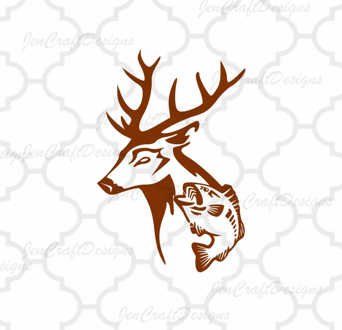 Download Deer and Fish in Svg, eps, dxf, Ai and PNG Format Fishing ...