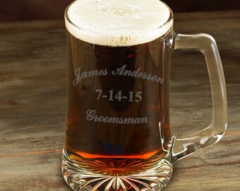 Groomsman 25 oz. Beer Mug - Personalized Sports Mug - Groomsmen Gift - Personalized Beer Mug - GC1254 TRADITIONAL