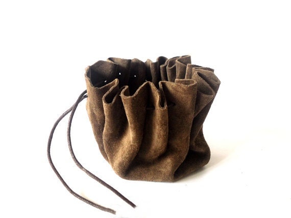 Leather drawstring pouch Drawstring leather pouch Coin