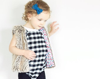 Baby girl romper/ Baby romper/ Toddler girl romper/ Girl romper/ Plaid romper/ Black and white/Special occasion/Holiday romper/Infant romper