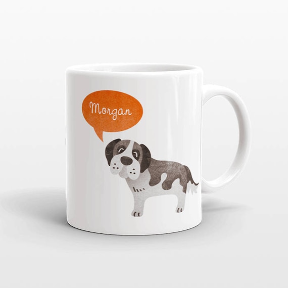 Custom Name Coffee Mug Saint Bernard Gift Idea for Women Men Her Him Mom Dad Adult Kid Dog Lover Best Friend Birthday Teacher Personalized