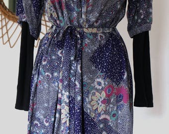 Boho dress - very 70's - Patchwork of flowers-size 36-38