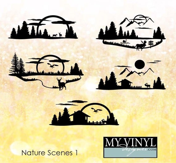 Free Free 325 Silhouette Mountain Scene Nature Svg SVG PNG EPS DXF File