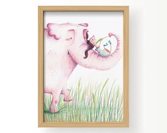 Nursery art, Art poster, Girl Nursery art, Childrens room art, Art print, Elephant print, Poster kinderkamer