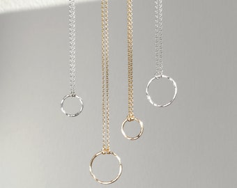 KARMA Necklace • Hammered Ring Necklace • Circle Necklace, Hammered Eternity Necklace, Delicate Circle Necklace, Dainty Necklace, Gift