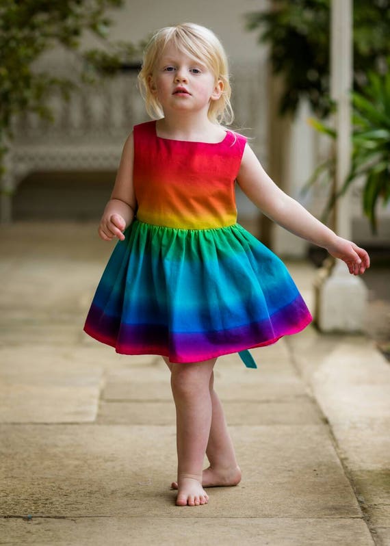 Rainbow dress rainbow baby girls party dress toddler dress