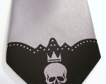 RokGear Skull tip necktie design - Mens microfiber necktie print to order in colors of your choice