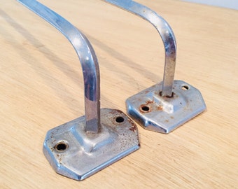 Vintage Industrial 24 Inch Metal Towel Bars - Pair