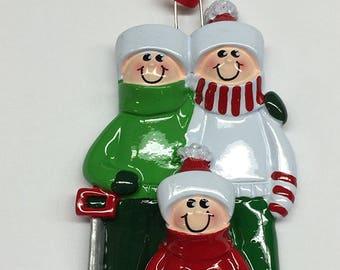 Snow Shovel Family of 3 Christmas Tree Personalized Ornament