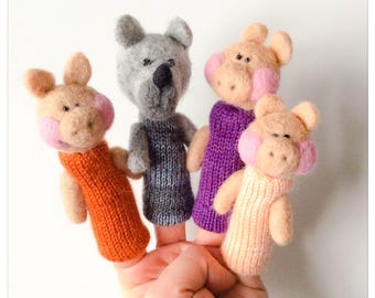 Finger puppets The Three Little Pigs/puppet three little pigs wool